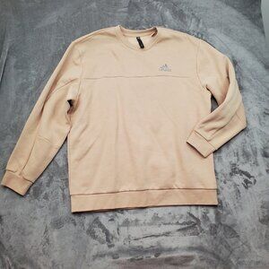 adidas Stadium Fleece Badge of Sport Crew Sweatshirt Beige Loose Fit Mens Sz XL
